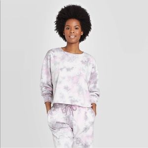 Tie-Dye Cropped Lounge Sweatshirt
